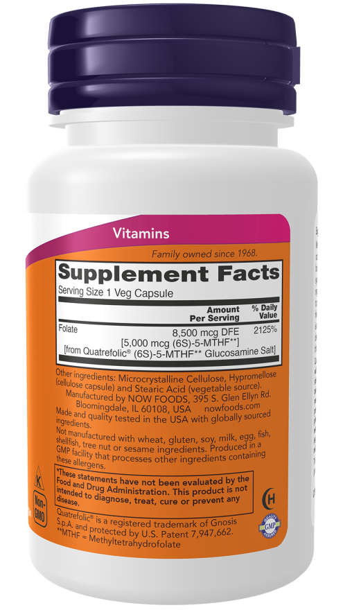 NOW Foods Methyl Folate 5,000 mcg co-enzyme B vitamin supplement