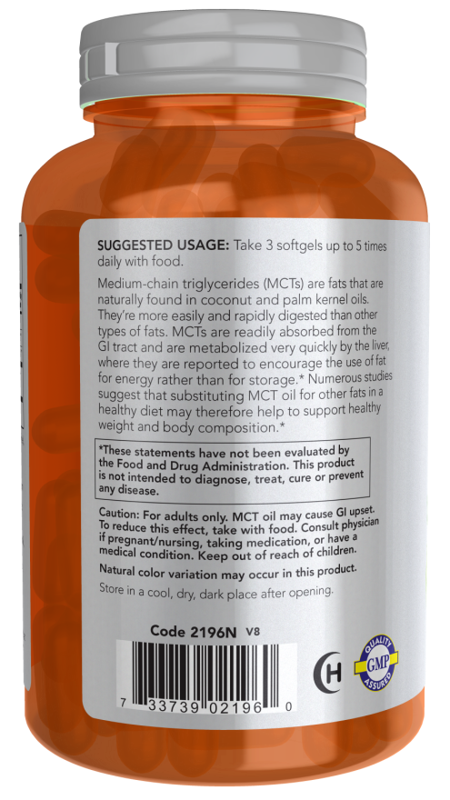 NOW Sports MCT Oil 1000 mg weight management supplement bottle