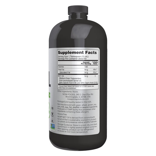 NOW Sports MCT Oil weight management supplement with pure unflavored label