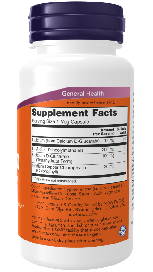 NOW DIM 200 mg with Calcium D-Glucarate, 90 Veg Capsules – Hormone Metabolism Support