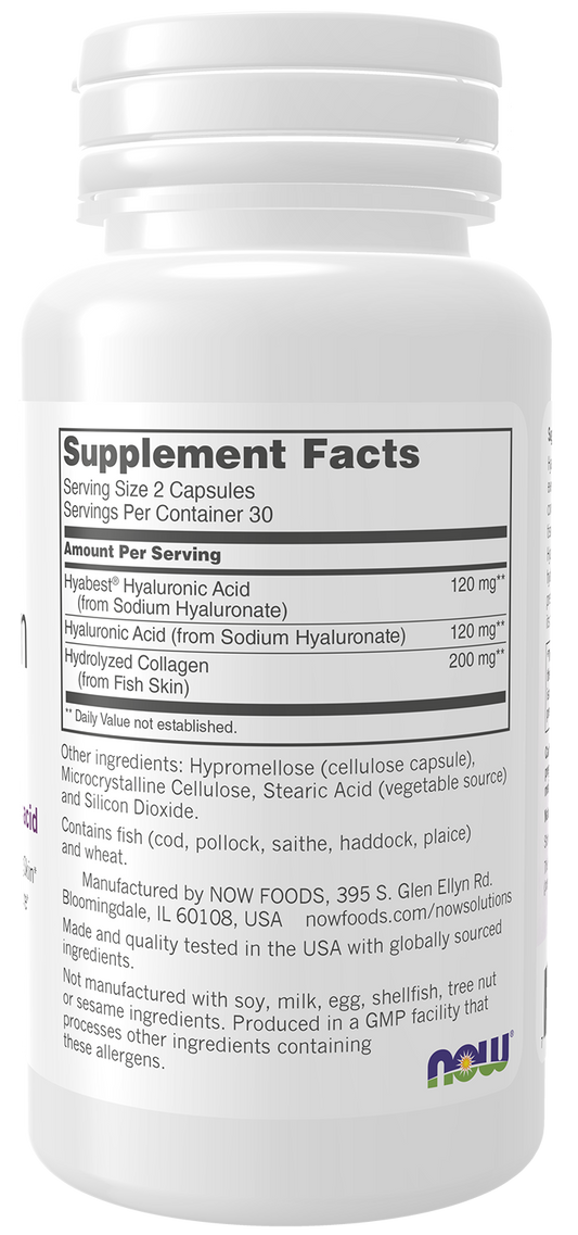 NOW Solutions Hydration Rescue hyaluronic acid supplement for skin hydration