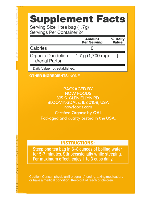 NOW Give a Tea Organic Dandelion Traditional Cleansing Tea 24 Tea Bags