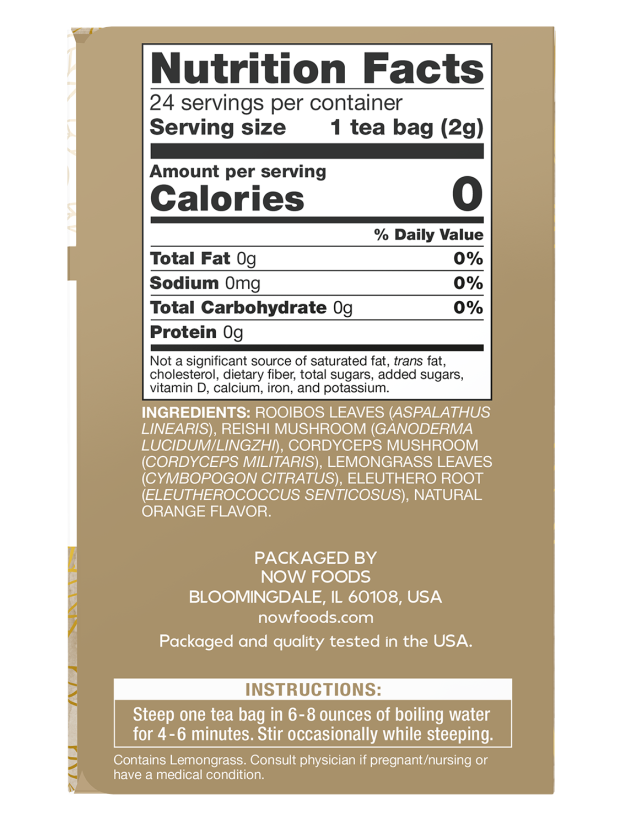 NOW Give a Tea Rooibos Reishi Mushroom 24 Tea Bags