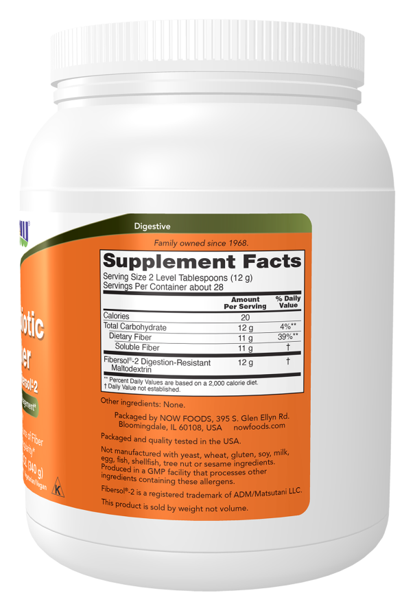 NOW Prebiotic Fiber with Fibersol-2 12 oz Powder