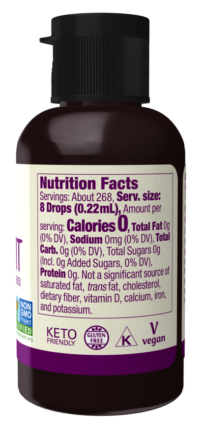 Organic monk fruit liquid sweetener by NOW Real Food in 2 oz bottle