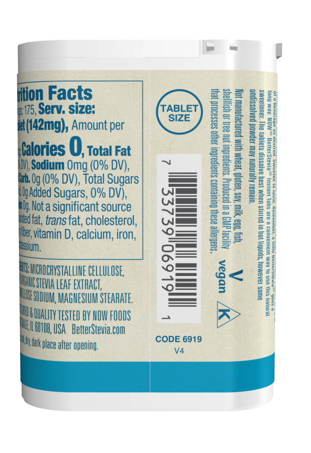 NOW BetterStevia Instant Tabs zero-calorie sweetener 175 tablets