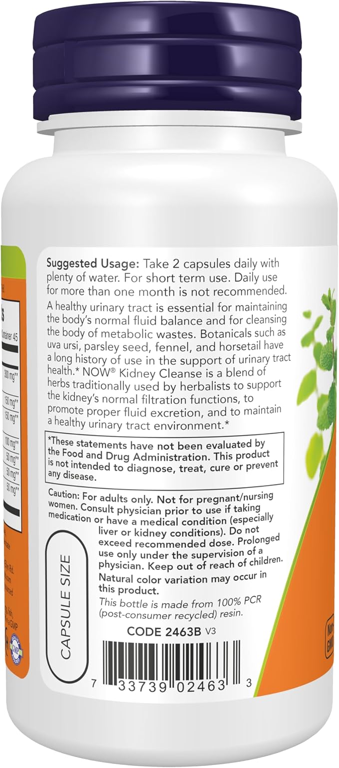 NOW Foods Kidney Cleanse Herbal Formula – 90 Veg Capsules for Urinary Tract Support