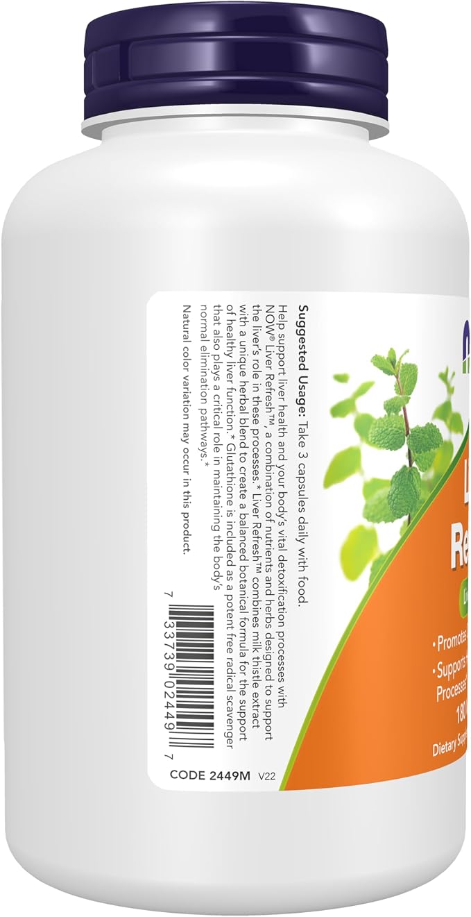 NOW Liver Refresh Milk Thistle Liver Support – 180 Veg Capsules
