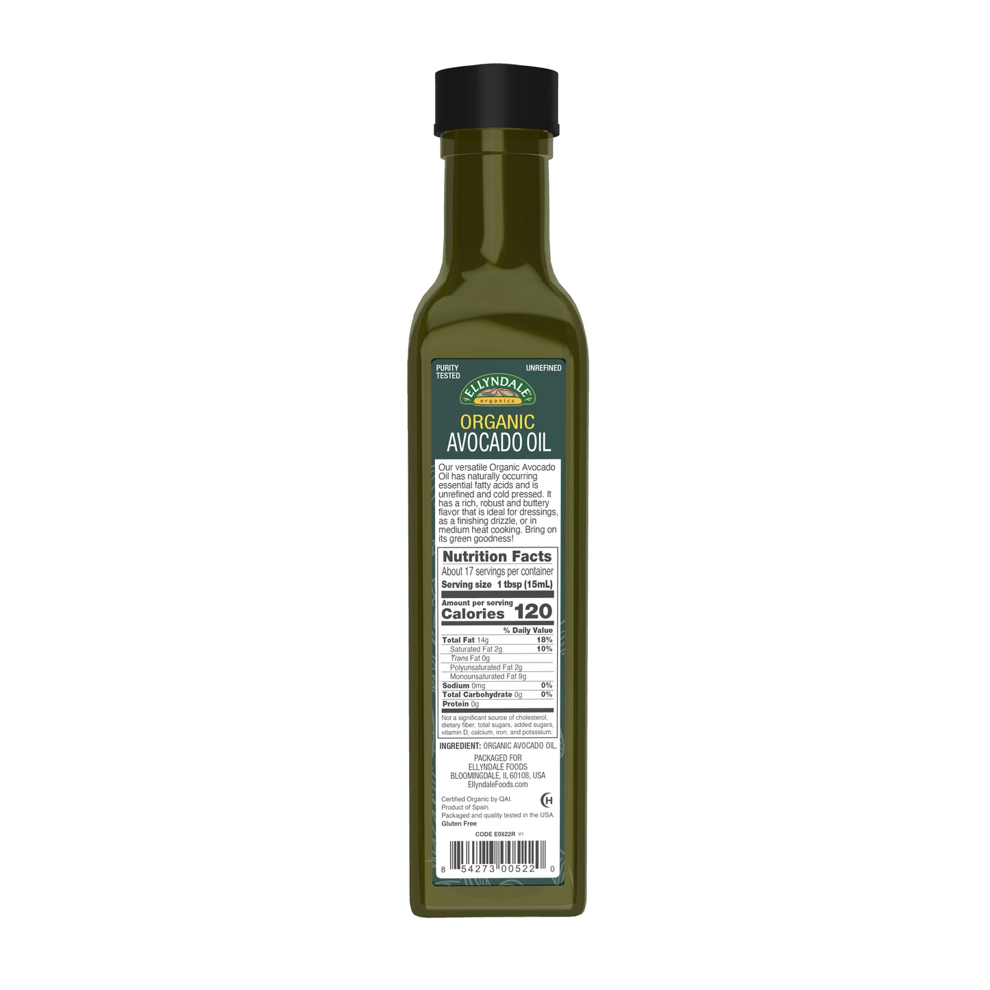 EllynDale, Avocado Cooking Oil, Organic in Glass Bottle