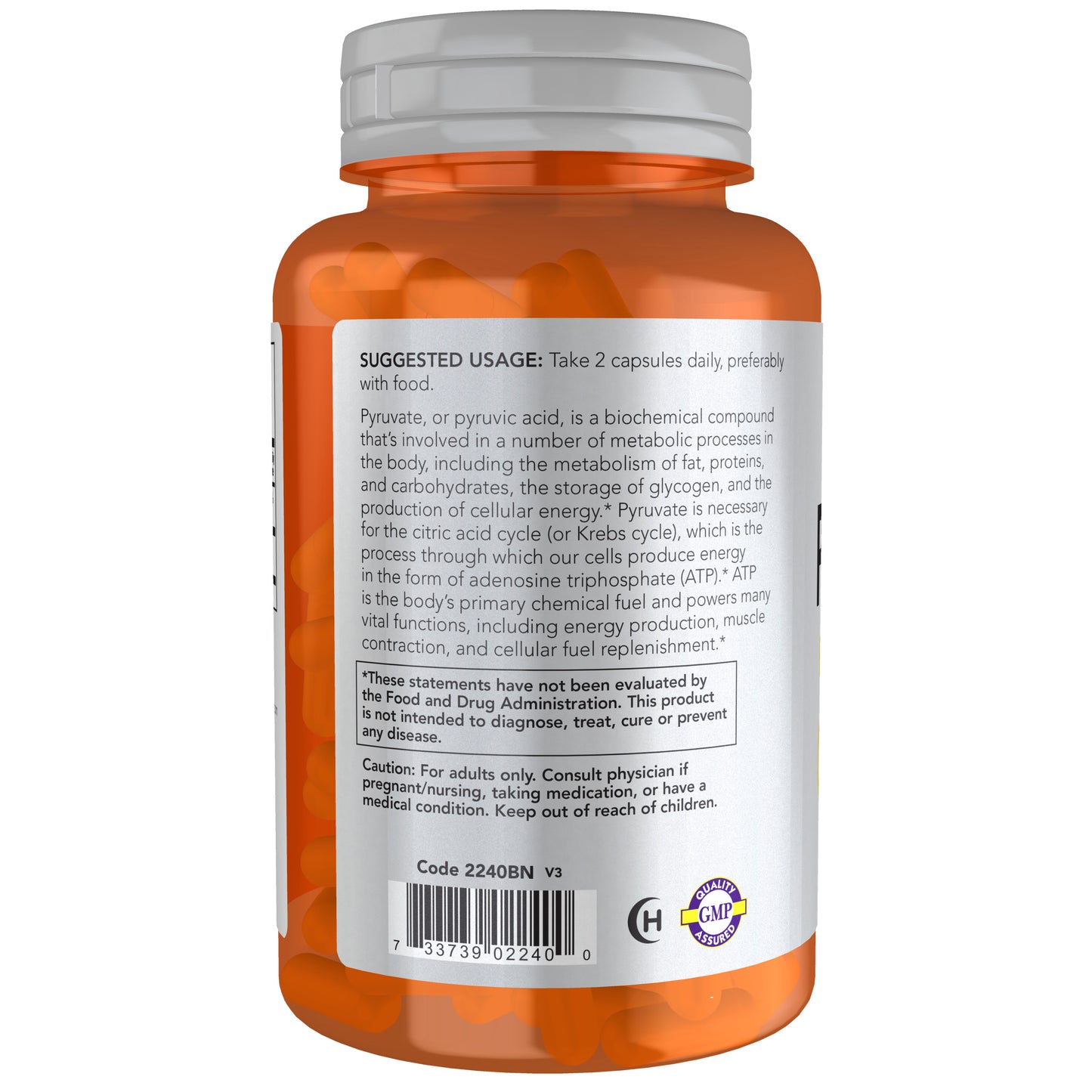 NOW Sports Pyruvate 600 mg energy production supplement bottle