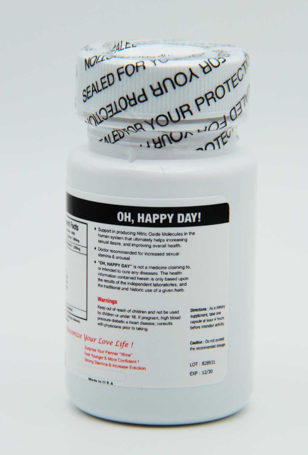 Oh Happy Day 4000 Herbal Dietary Supplement 6 Capsules