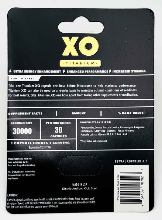 XO Titanium 30000 single male vitality tablet close up