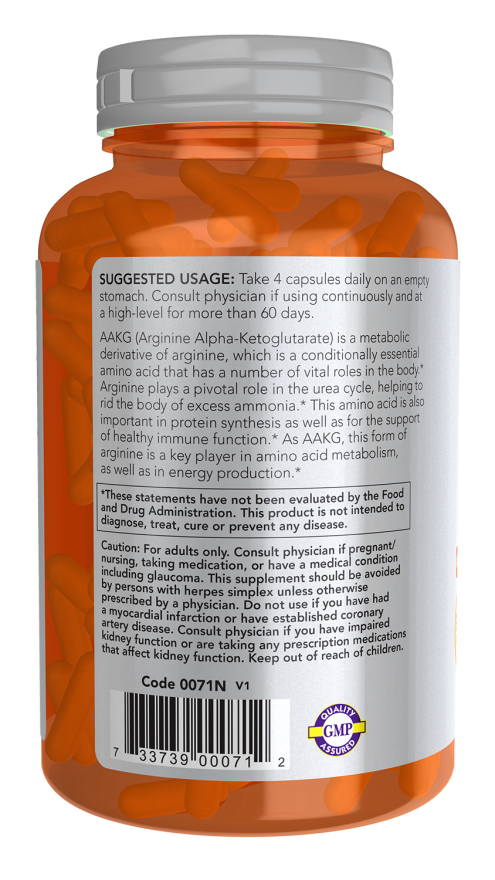 NOW Sports AAKG 2200 dietary supplement for energy production support