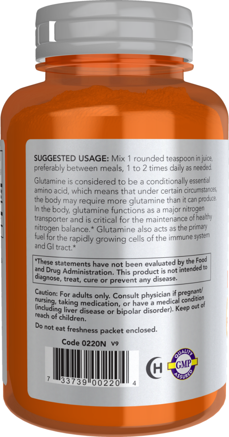 NOW Sports L-Glutamine Powder pure amino acid dietary supplement