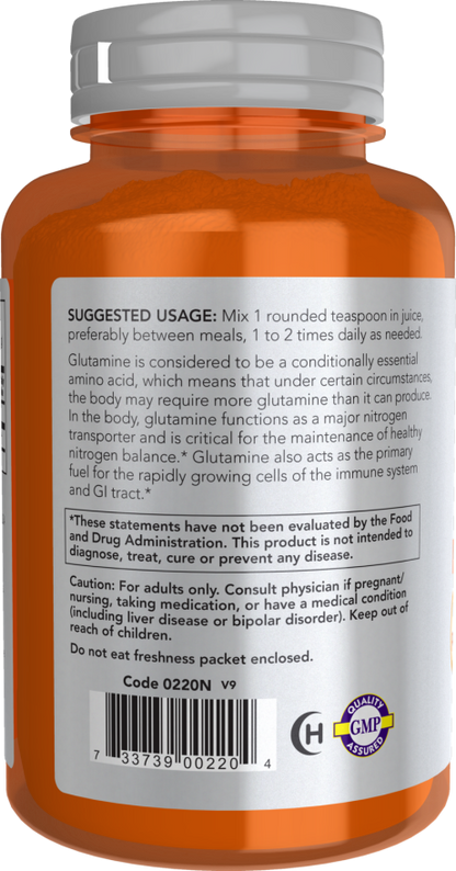 NOW Sports L-Glutamine Powder pure amino acid dietary supplement