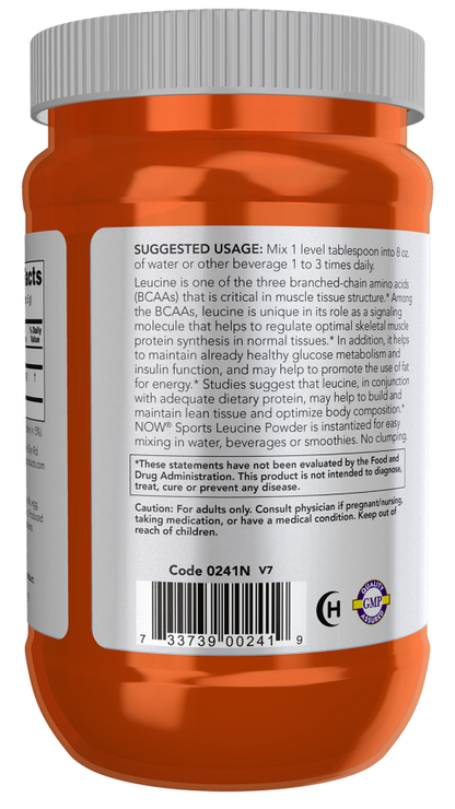 NOW Sports L-Leucine Powder amino acid supplement, 9 oz container