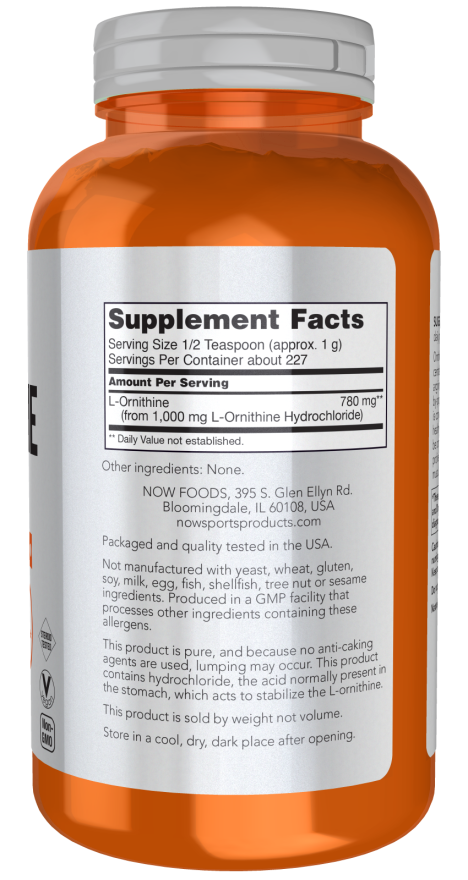 NOW Sports L-Ornithine Powder pure amino acid dietary supplement