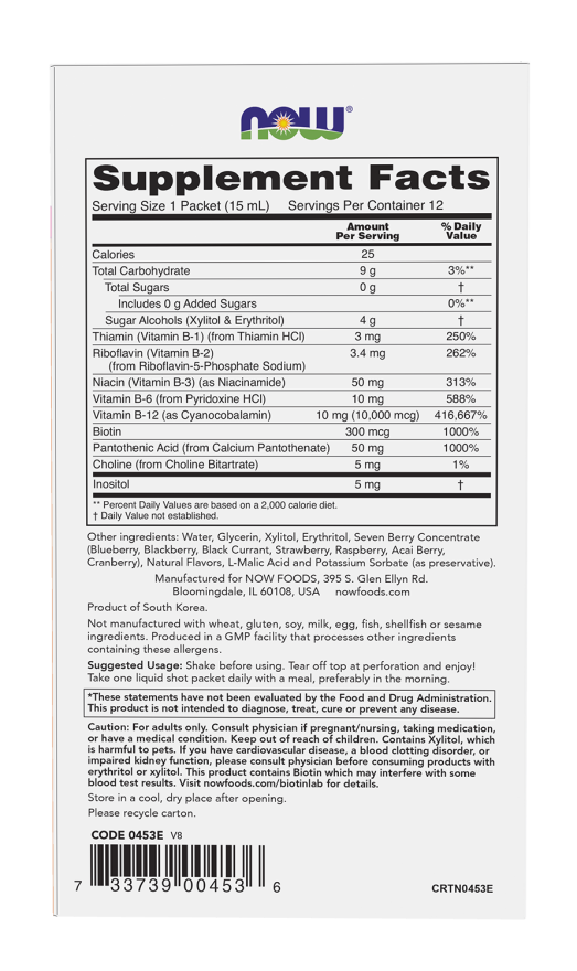 NOW Foods B-12 Shots 10,000 mcg sugar-free mixed berry packets