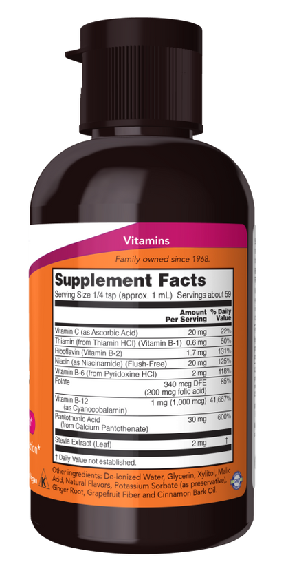 NOW Foods Liquid B-12 B-Complex for nervous system health support
