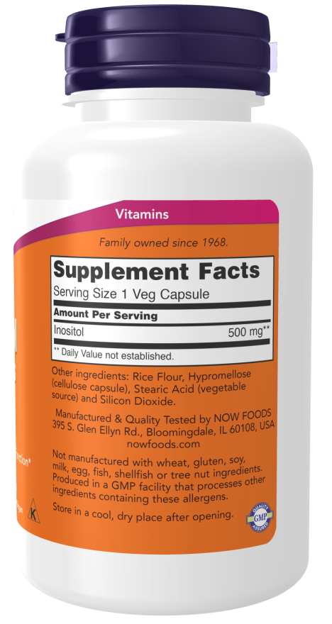 NOW Foods Inositol 500 mg vegetarian vegan capsules for cellular health support