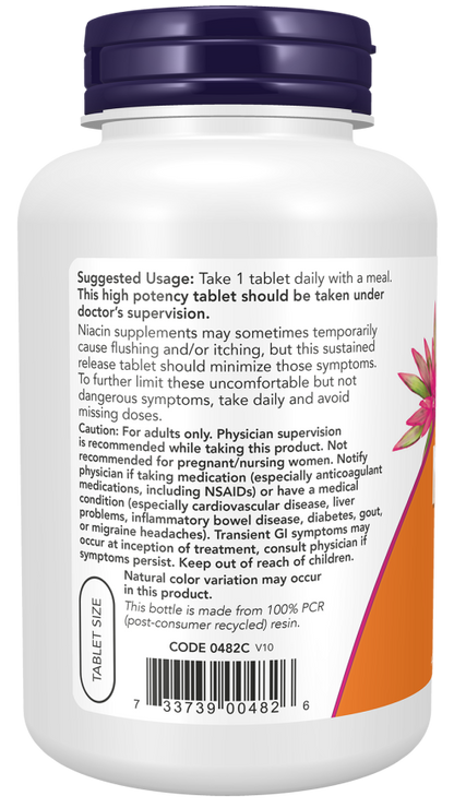 NOW Niacin 500 mg sustained release tablets for nutritional health support