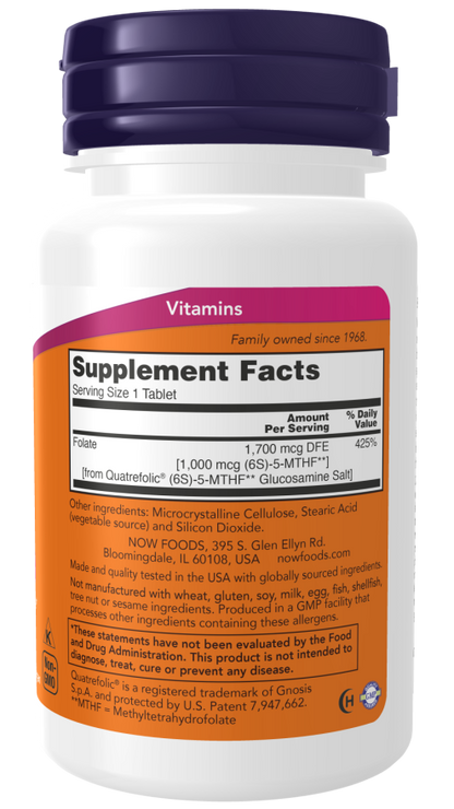 NOW Methyl Folate 1,000 mcg co-enzyme B vitamin supplement