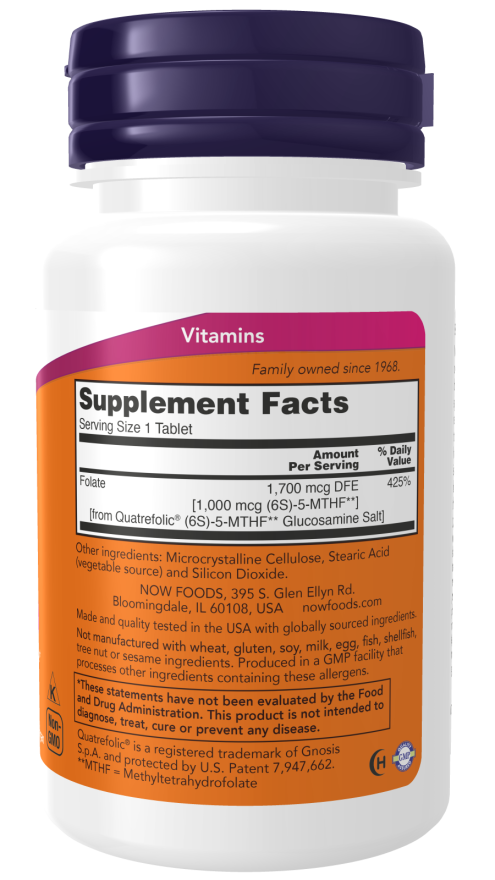 NOW Methyl Folate 1,000 mcg co-enzyme B vitamin supplement