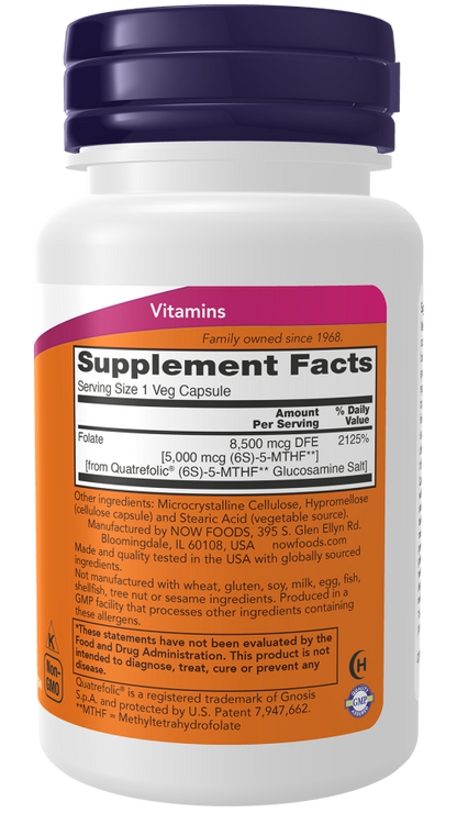 NOW Foods Methyl Folate 5,000 mcg co-enzyme B vitamin supplement