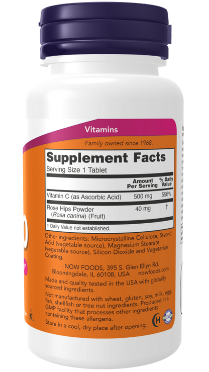 NOW Foods C-500 vitamin C supplement with rose hips