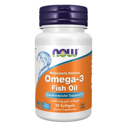 Omega-3 Fish Oil, Molecularly Distilled - 30 Softgels