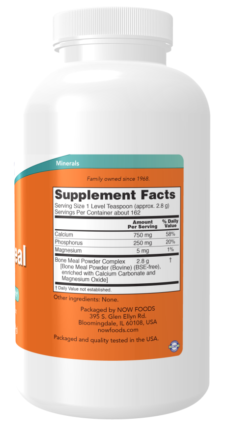 NOW Foods Bone Meal Powder with bioavailable calcium
