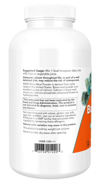 NOW Bone Meal Powder dietary supplement bottle, 1 lb