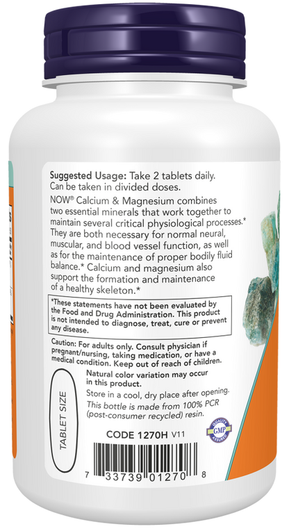 NOW Foods Calcium & Magnesium mineral supplement for bone health support