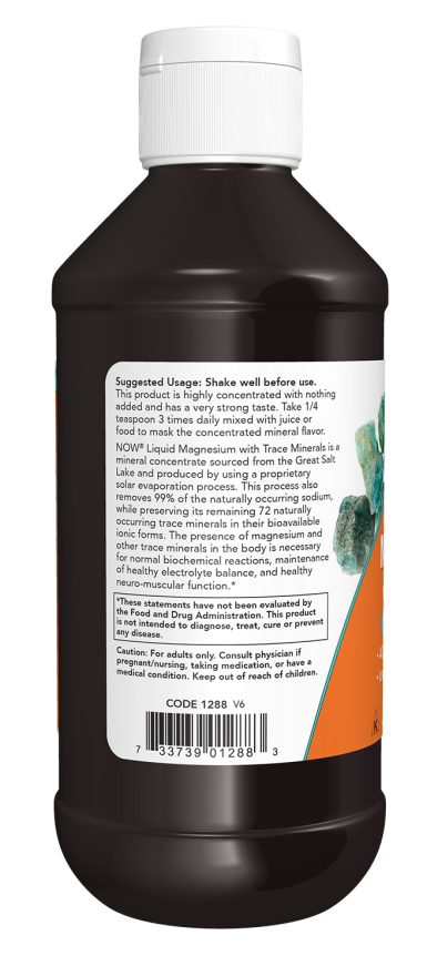 NOW Liquid Magnesium with Trace Minerals dietary supplement bottle, 8 fl oz