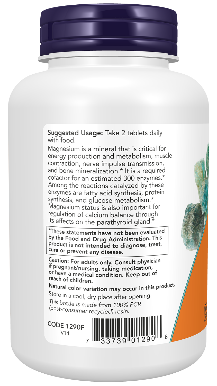 NOW Magnesium Citrate 200 mg dietary supplement bottle with 250 tablets