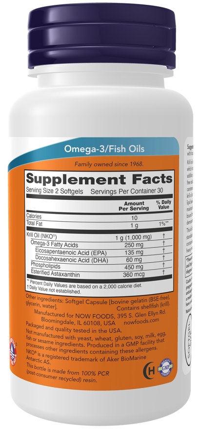 NOW Foods Krill Oil 500 mg softgels for cardiovascular support