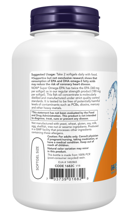 NOW Foods Super Omega EPA Fish Oil double strength omega-3 supplement