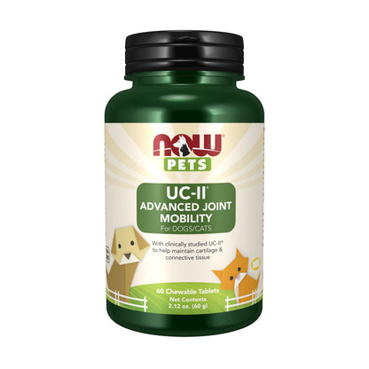 NOW® Pets, UC-II® Advanced Joint Mobility for Dogs and Cats, Supports cartilage and connective tissue*, 60 Chewable Tablets