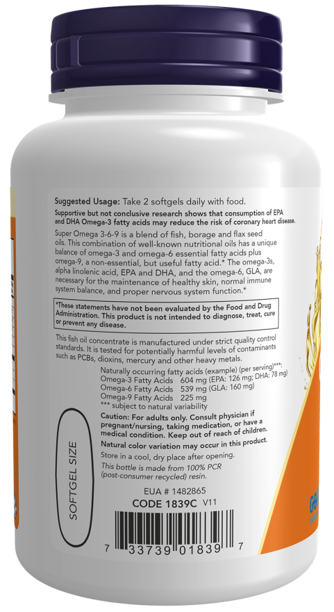 NOW Foods Super Omega 3-6-9 Fish Oil for cardiovascular health support