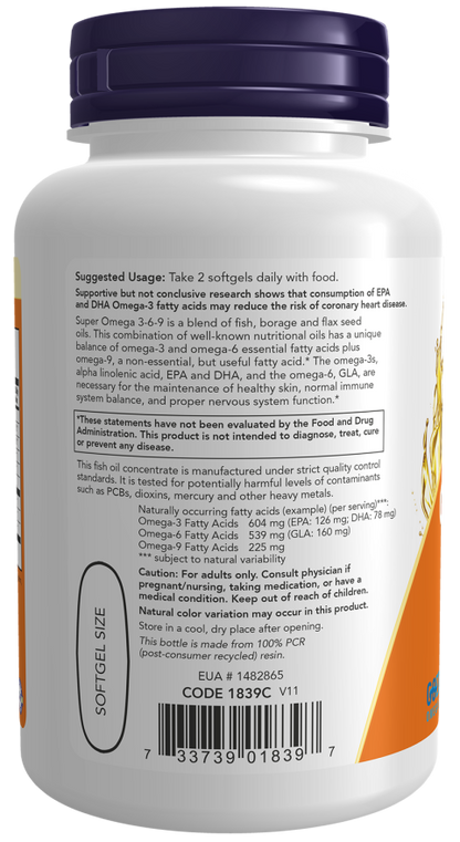 NOW Foods Super Omega 3-6-9 Fish Oil for cardiovascular health support
