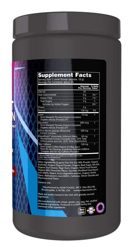 NOW Sports E-Sport Reaction Gaming Performance Powder, Chocolate Milkshake Flavor, Focus & Energy Support, 1 lb