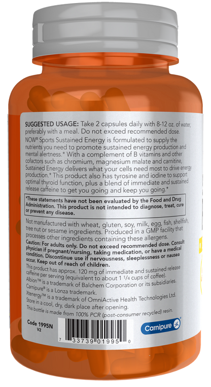NOW Sports Sustained Energy dietary supplement for energy production support
