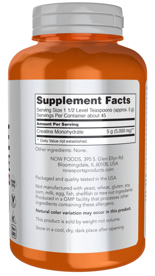 NOW Sports Creatine Monohydrate dietary supplement for energy production support