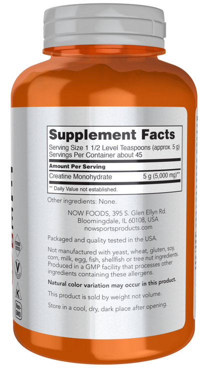 NOW Sports Creatine Monohydrate dietary supplement for energy production support