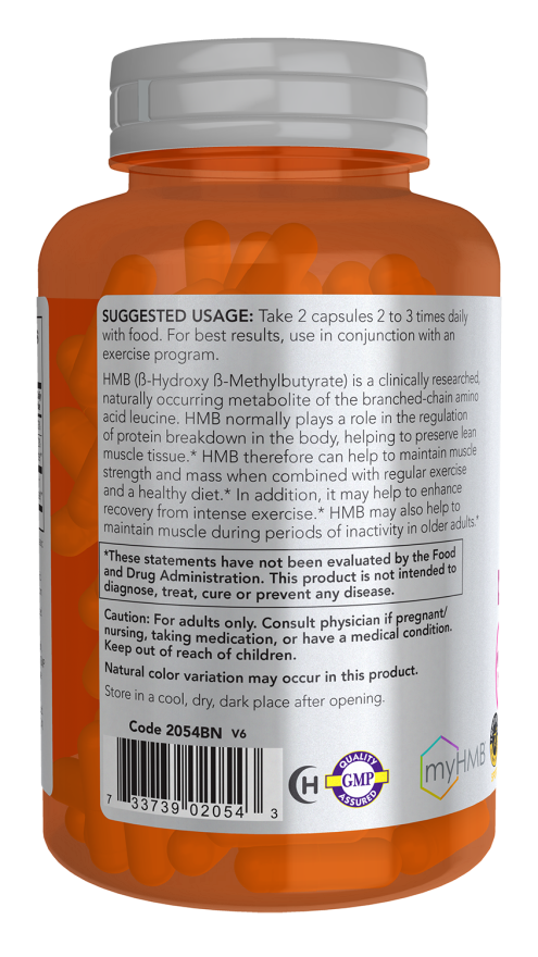 NOW Sports HMB 500 mg dietary supplement with vitamin D-3