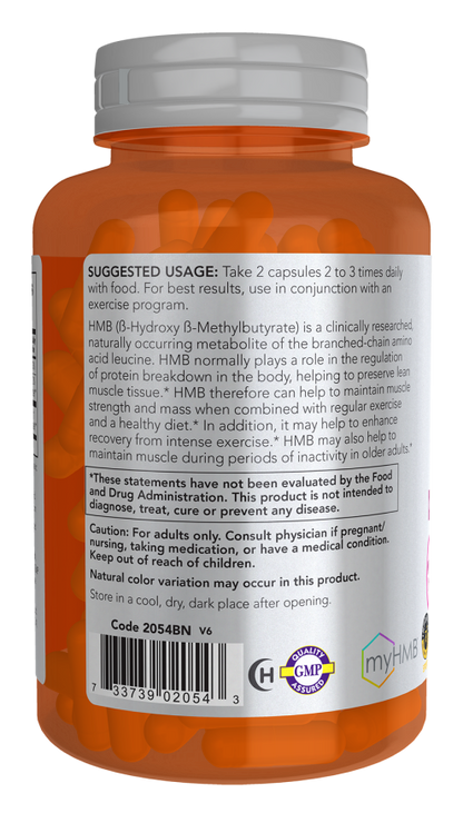 NOW Sports HMB 500 mg dietary supplement with vitamin D-3
