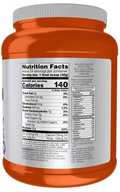 NOW Sports Plant Protein Complex – 22g Vegan Protein, Creamy Vanilla, 2 lbs