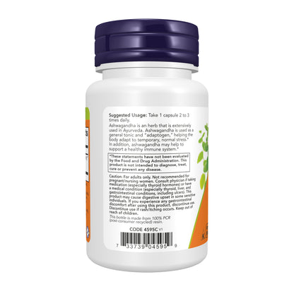 NOW Ashwagandha Ayurvedic adaptogen supplement for daily wellness support

