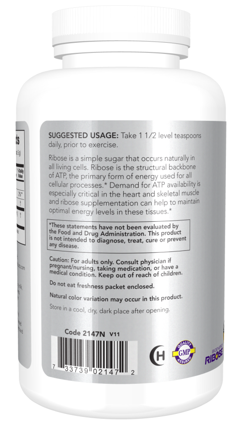 NOW Sports D-Ribose Powder energy production supplement, 1 lb bottle