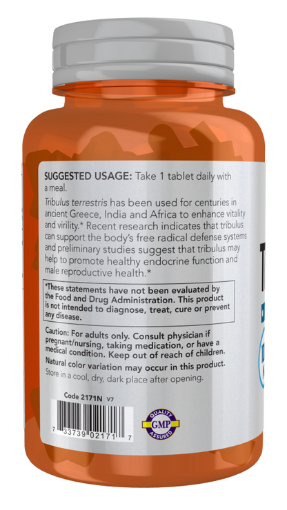 NOW Sports Tribulus 1000 mg supplement bottle with 180 tablets